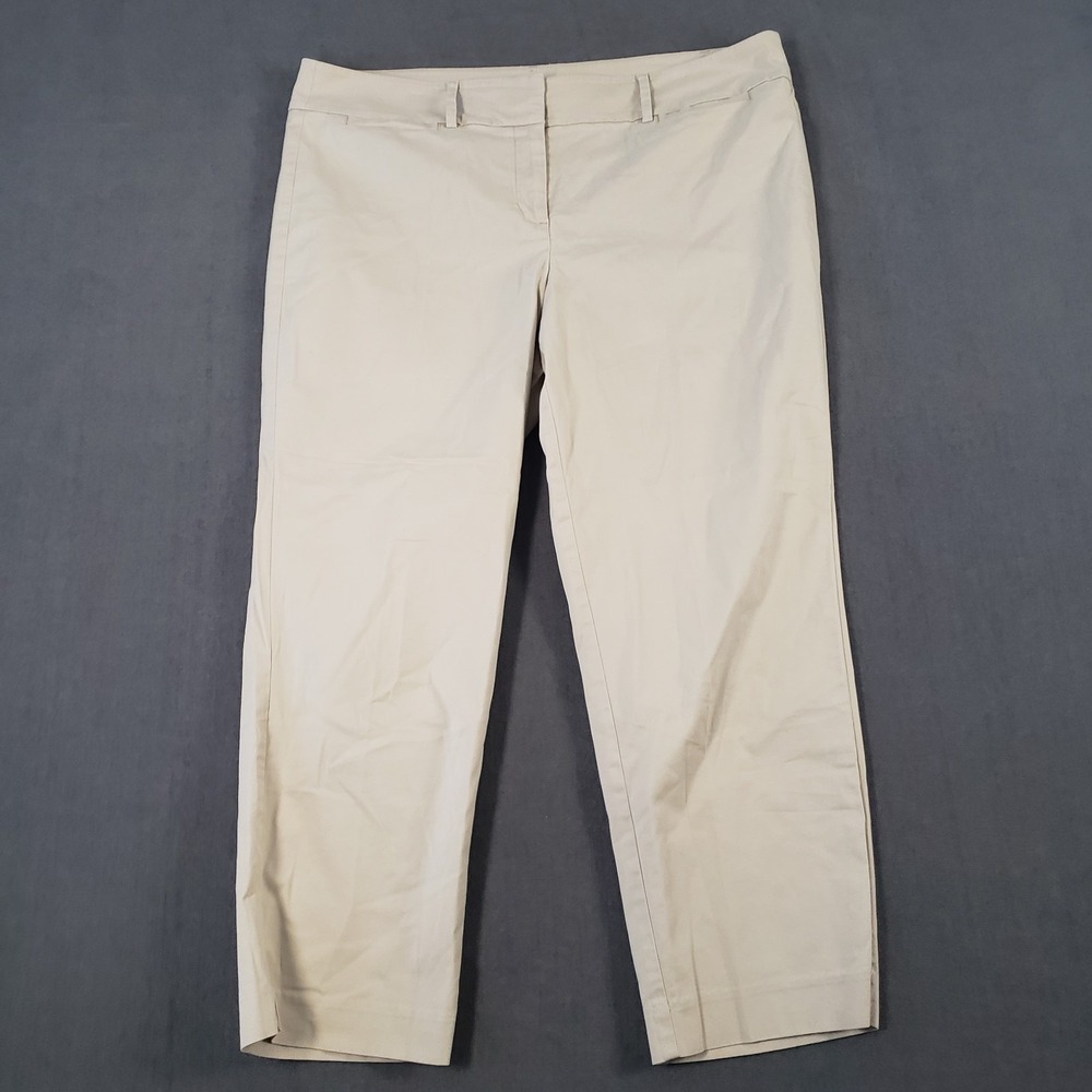 Ann‎ Taylor Factory Slim Leg Ankle Pants Size 14 Tan Stretch Mid Rise